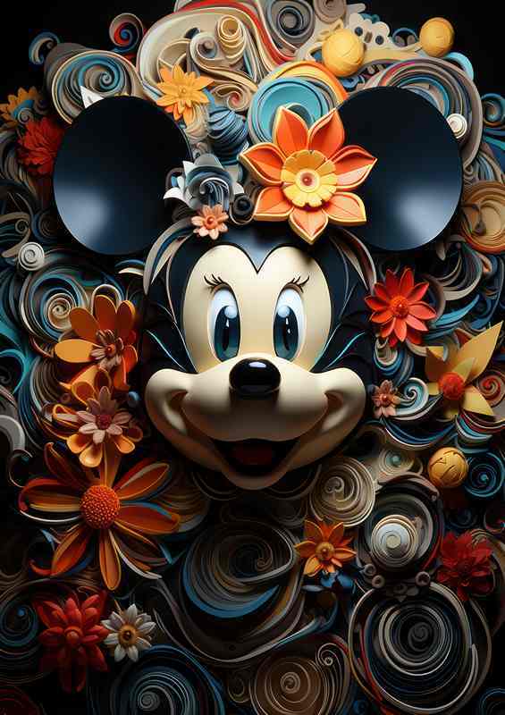 Floral Wonderland Artistic Mandy The Mouse and Blooms | Metal Poster