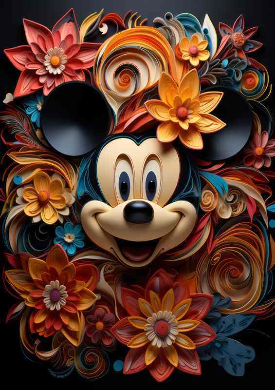 Floral and Mike The Mouse Animal Artistry | Metal Poster