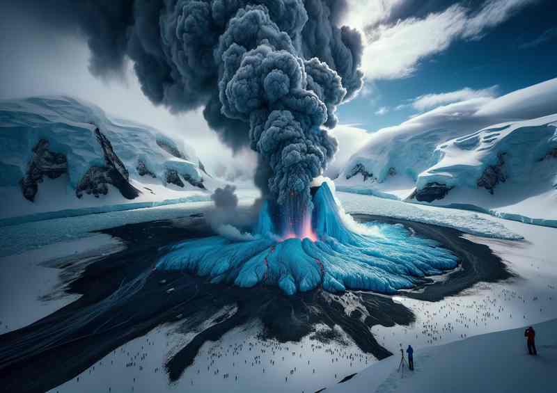 Erebus Volcano Metal Poster - Blue Lava