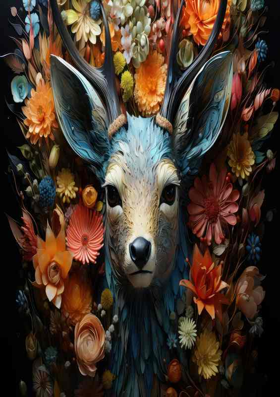 Natures Muse Deer Metal Poster - Flora/Wildlife Art