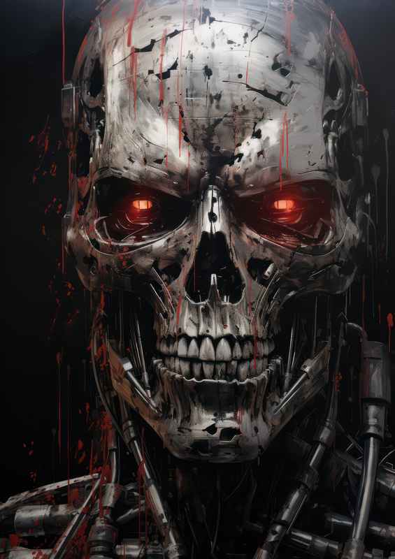Terminator Japanese ink art | Metal Poster