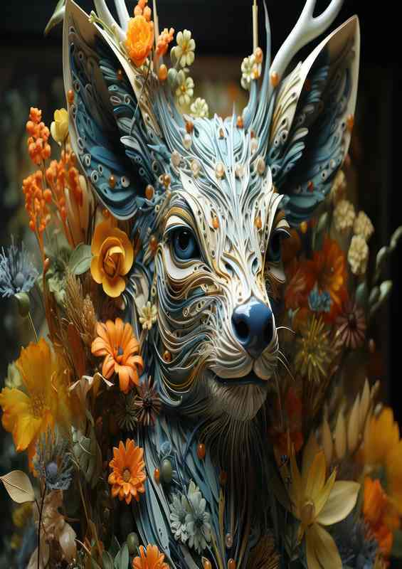 The Art of Nature Captivating Floral and Deer Imagery | Metal Poster