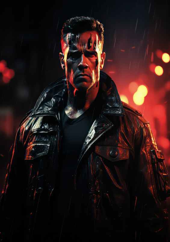 Terminator in the style of retro art | Metal Poster