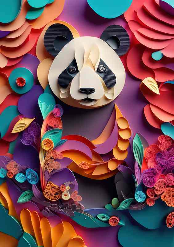 The Radiant Tapestry of Floral and Animal The Panda | Metal Poster