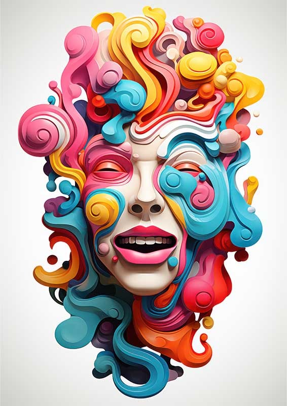 Spectrum of Emotions with colorful face | Metal Poster