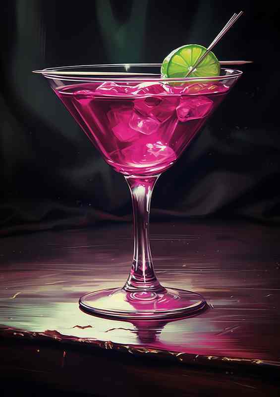 Glistening Glass Martini in Dazzling Color Tones | Metal Poster