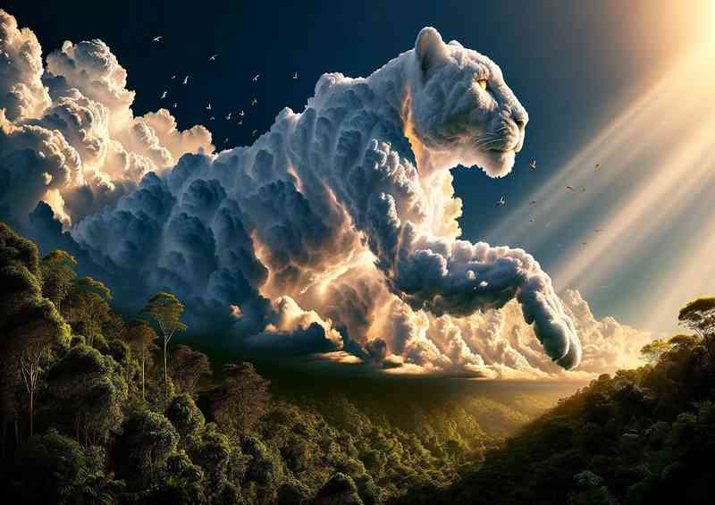 Breathtaking scene where thick white clouds Tiger | Metal Poster