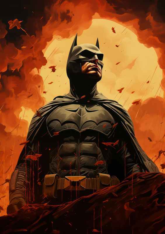 The Batman with a group of bats | Metal Poster