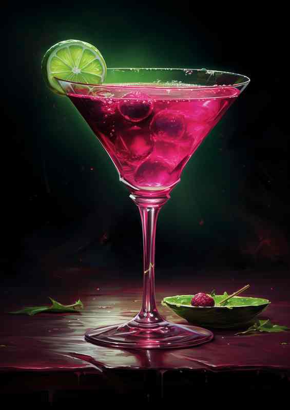 Martini Masterpieces in Magenta and Emerald | Metal Poster
