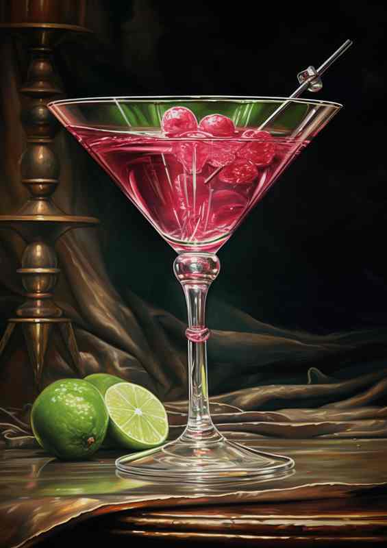 Martini Moods Cocktail in Lush Magenta Hues | Metal Poster