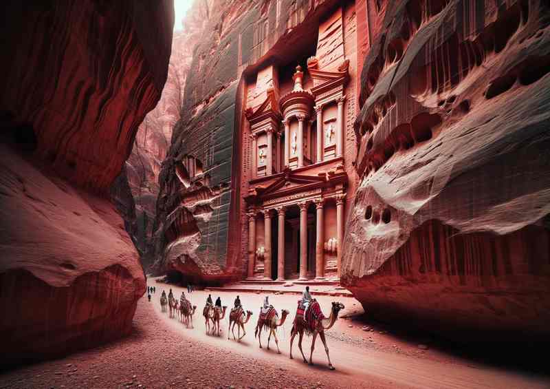 Petra Jordan Rose Red City Carved from Desert Cliffs | Metal Poster