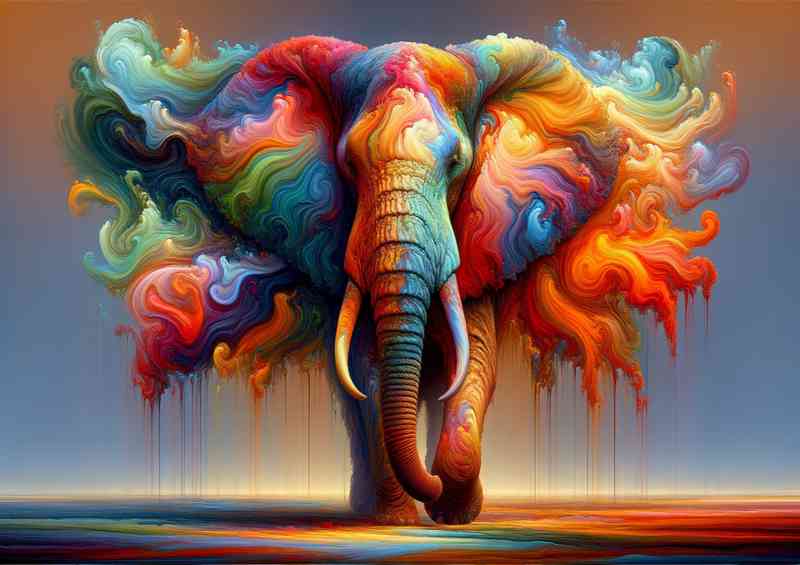 Elephant with rich swirling colors adorning its form | Metal Poster