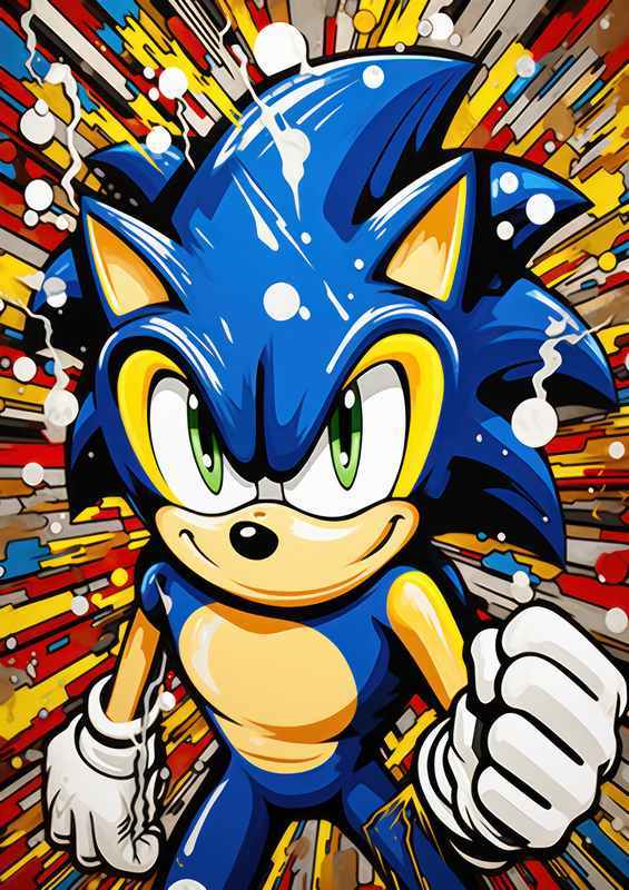 The Blue Hedgehog in pop art style | Metal Poster