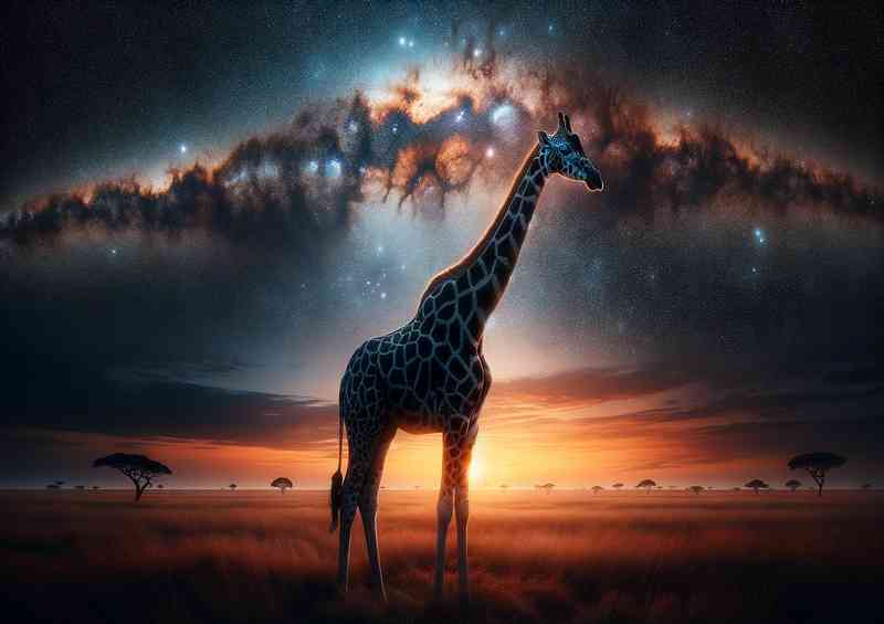 Giraffe its spots a pattern of swirling galaxies | Metal Poster
