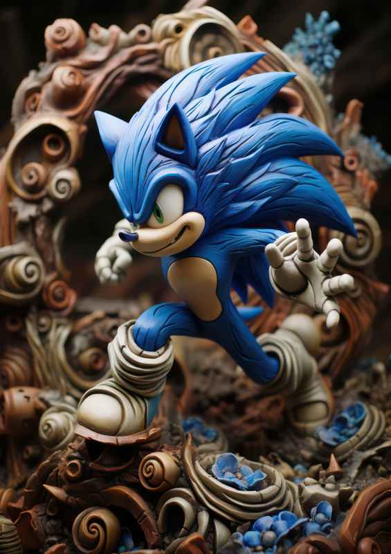 The Blue hedgehog plasticine style | Metal Poster