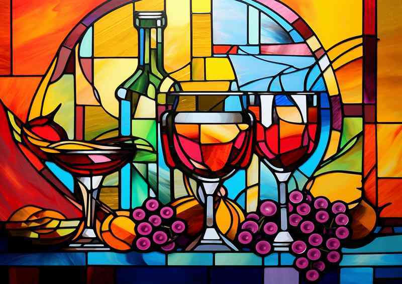 Bottled Brilliance Abstract Paintings of Wine Moments | Metal Poster