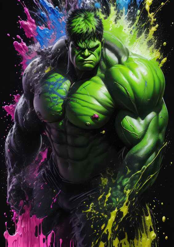 The Hulk black background splash art style | Metal Poster