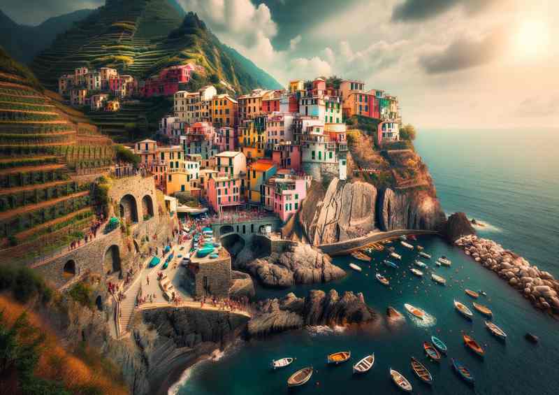 Rivieras Colorful Charm Cinque Terre Italy | Metal Poster