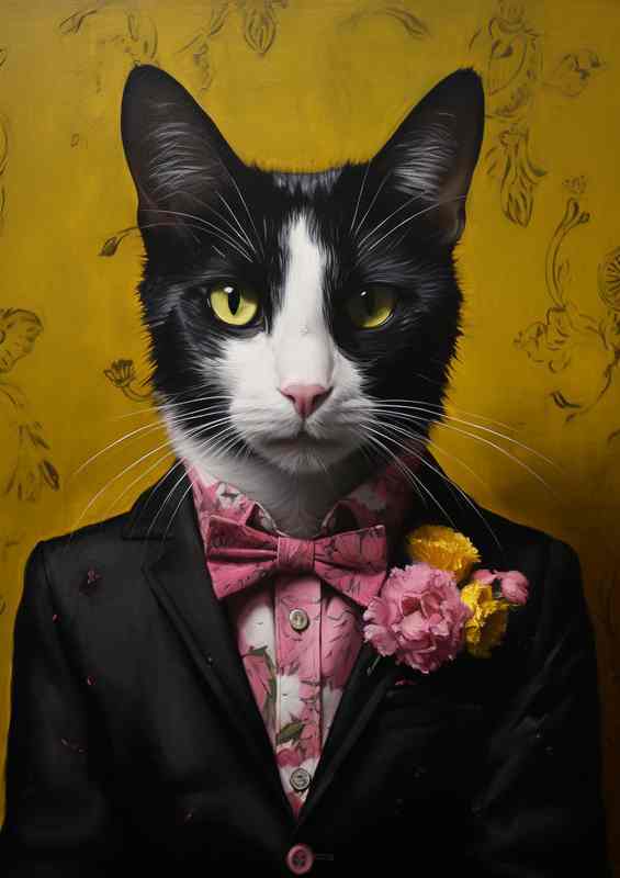 Cats in Unexpected Roles wearing a suit | Metal Poster