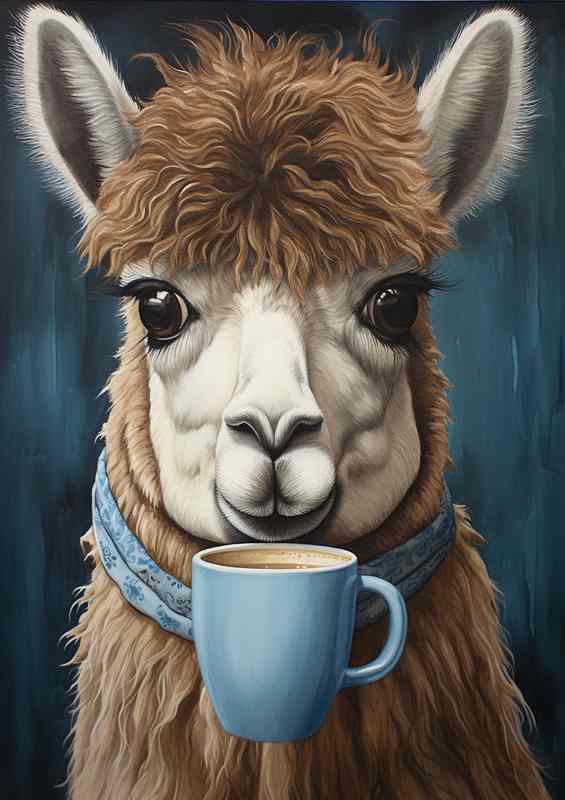 Coffee cup Llama | Metal Poster