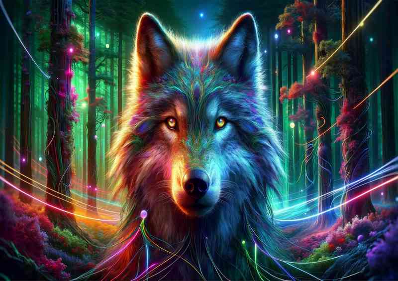Wolf its eyes reflecting a world where nature | Metal Poster
