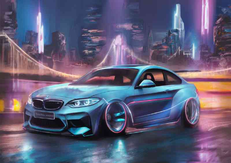 A stunning BMW concept car in neon colours | Metal Poster