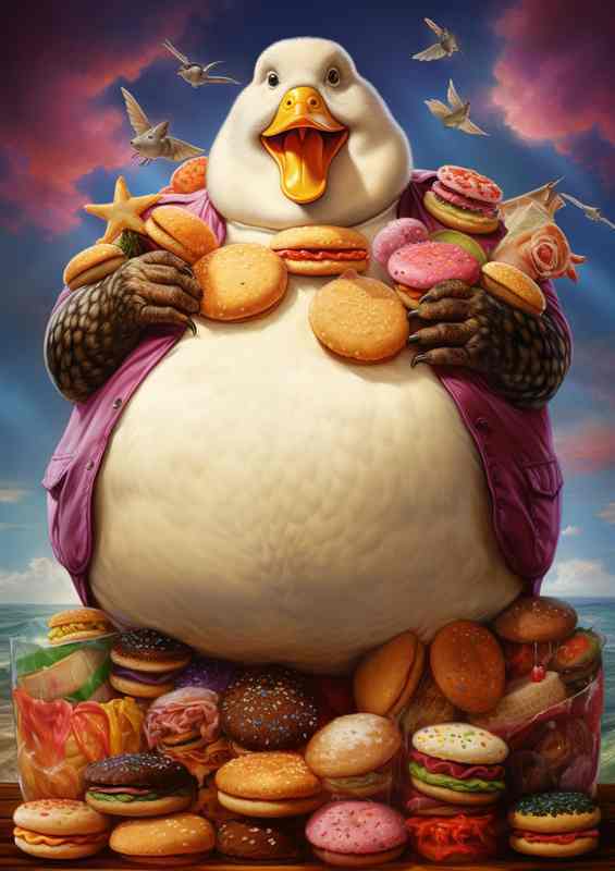 Full Feathered Humor Judgmental Fat Duck in Vivid Color | Metal Poster