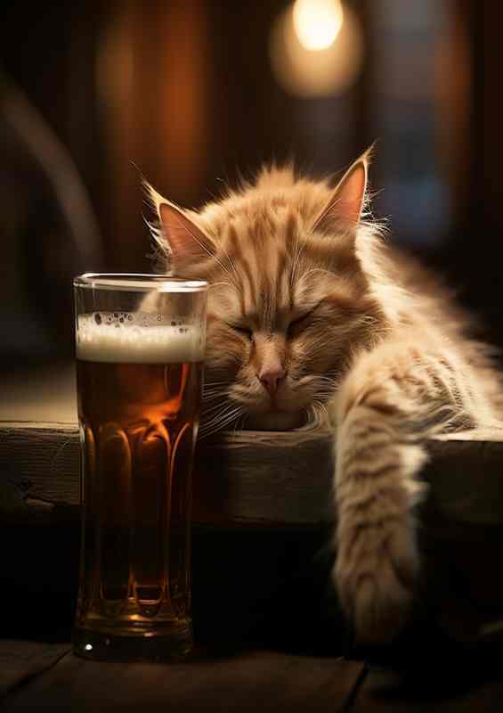 Hops And Whiskers Cats Enjoying the Brewery Life | Metal Poster