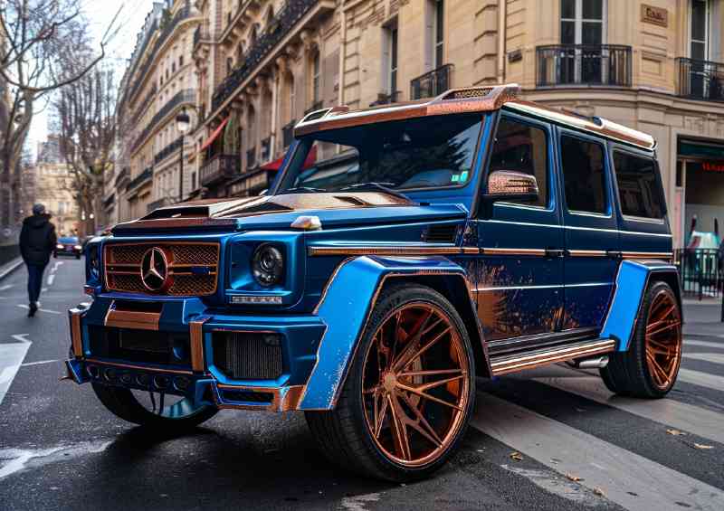 Blue and copper metallic paint Mercedes G class | Metal Poster