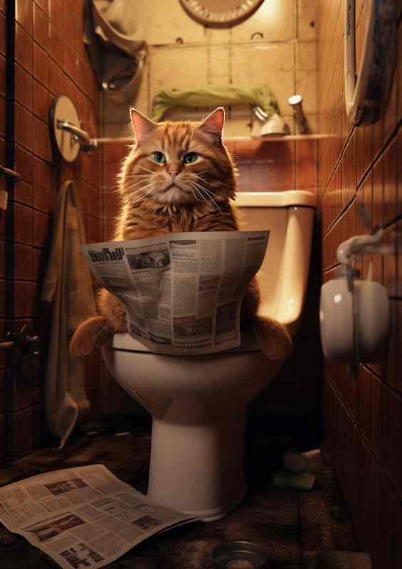 Lit-Genius Cats on Loo | Metal Poster