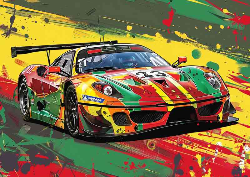 Ferrari multi coloured in a pop art style | Metal Poster