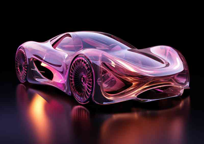 Futureistic concept car in pink | Metal Poster