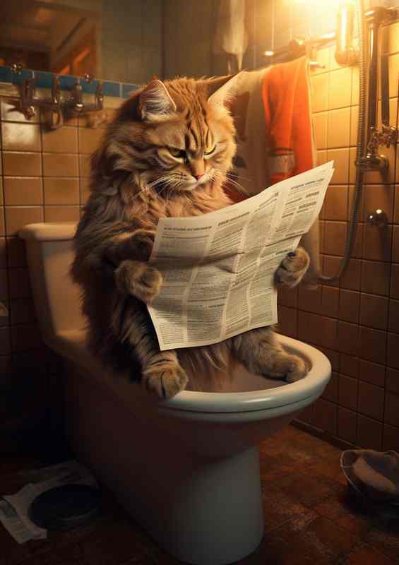 Paws & Paper Cat Reading News | Metal Poster