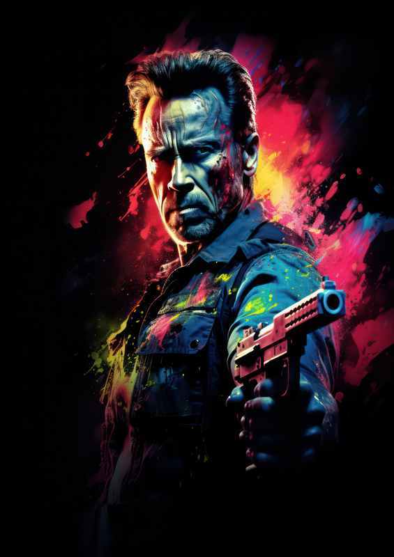 The Terminator is back coloured splash art | Metal Poster