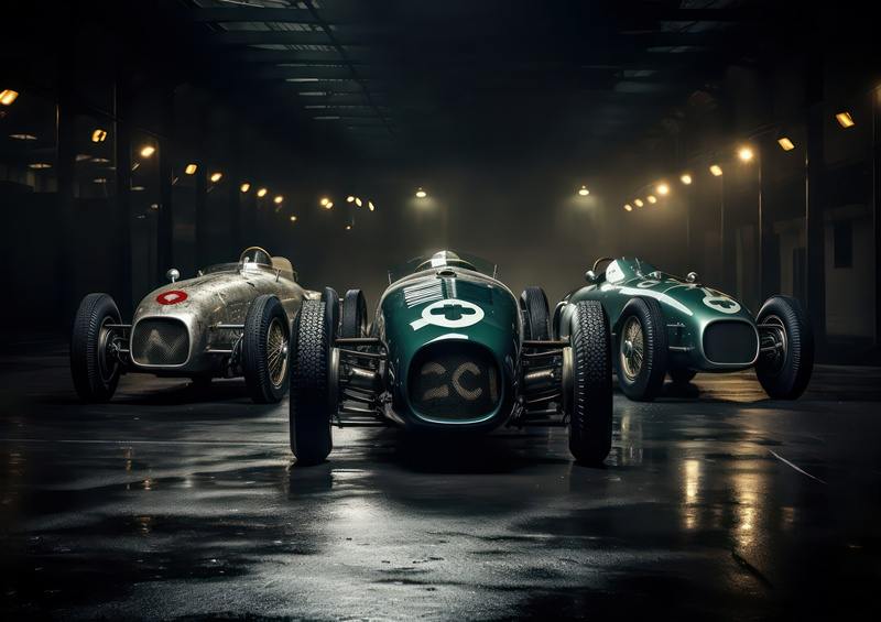 Old school racing cars | Metal Poster