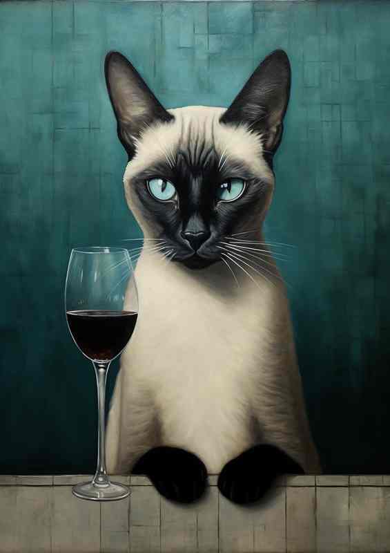 Vino And Velvet Paws Cats Enjoying Fine Wine | Metal Poster
