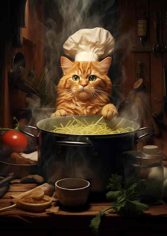 Whisker Whisking Cats Donning the Chefs Hat | Metal Poster