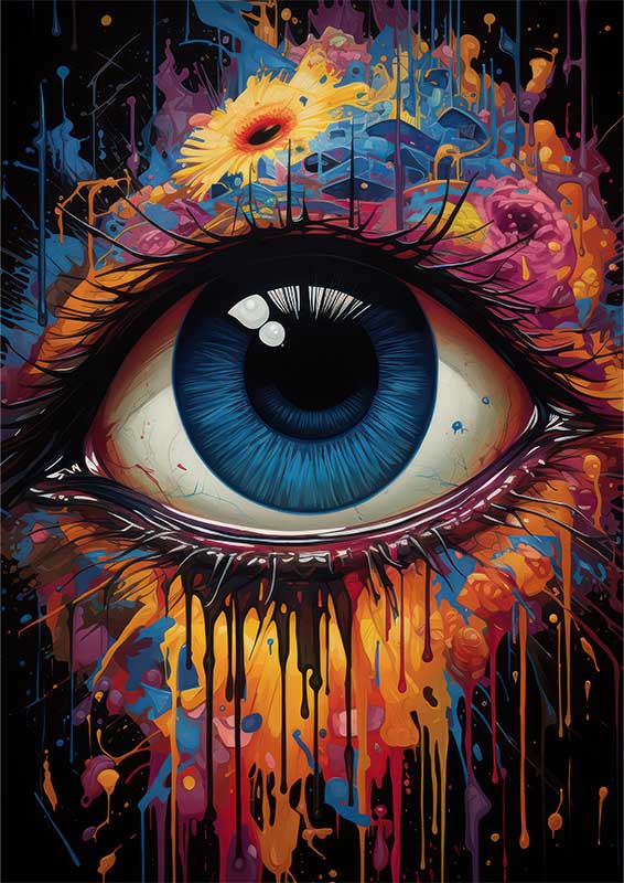 Whimsical Color Explosion the eye of the face on the | Metal Poster