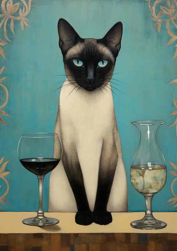 Wine Enthusiast Whiskers Art for Feline Lovers | Metal Poster