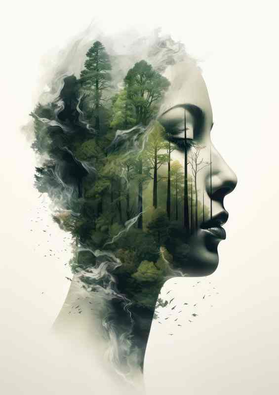 Beautiful Duality of a woman and the forest | Metal Poster