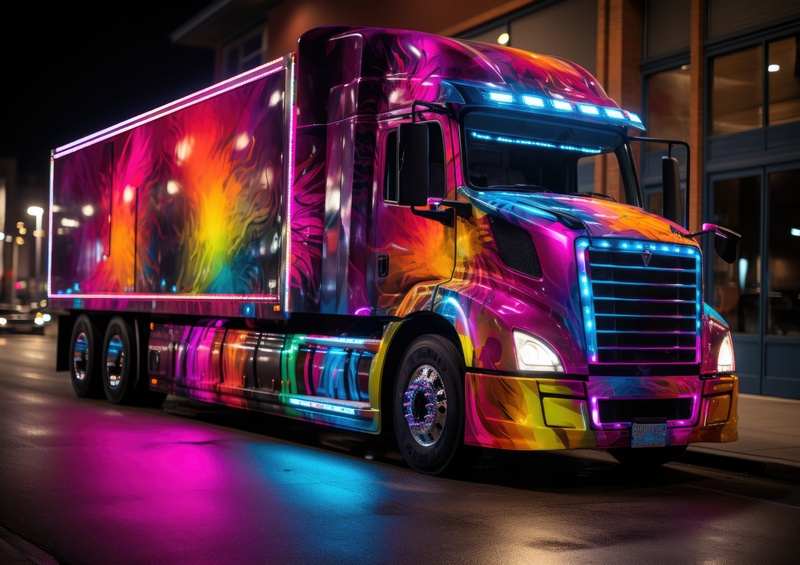 The Multi coloured truck | Metal Poster