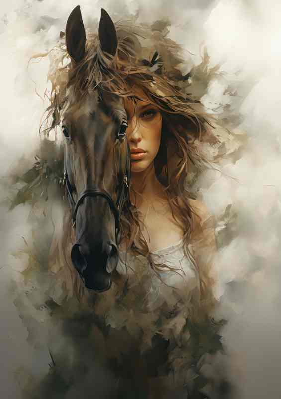 Dynamic Wilderness of a lady and a horse | Metal Poster