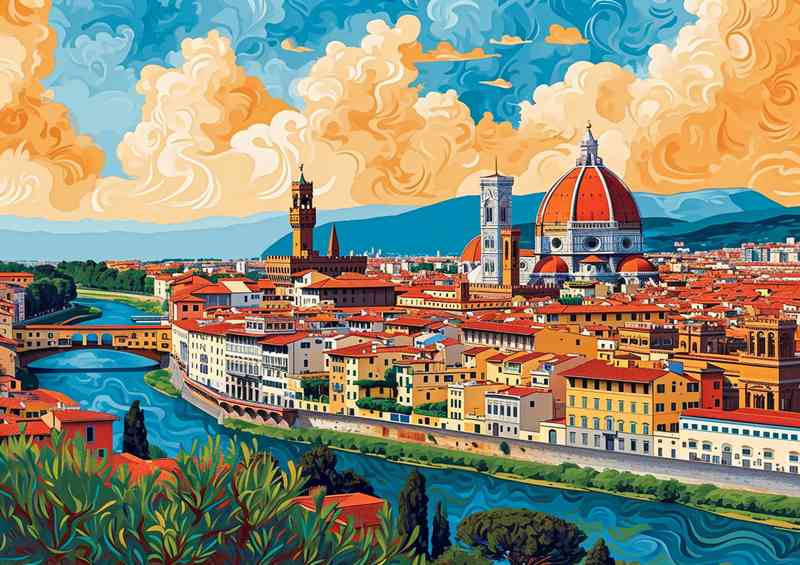 Artistic painting style of Florance Italy | Metal Poster