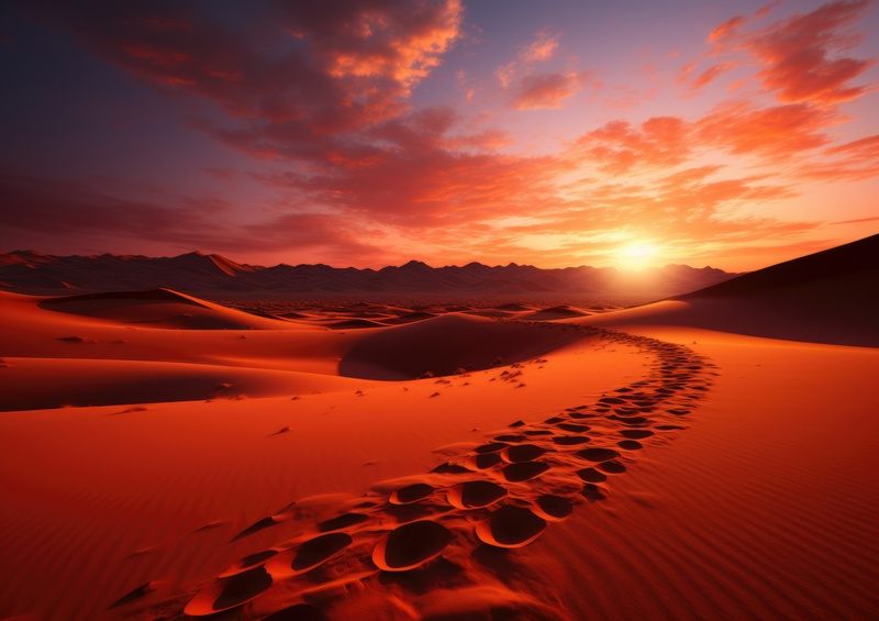 Footsteps in the desert sands | Metal Poster