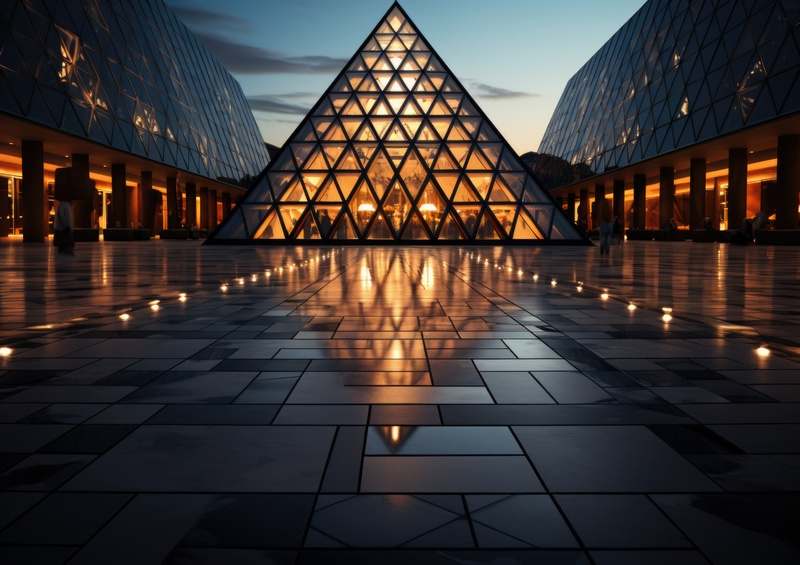 Louvre Museum at dusk | Metal Poster
