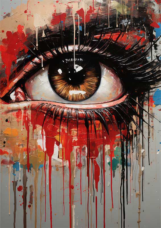 Whimsical Emotion Parade womans eye with dripping | Metal Poster