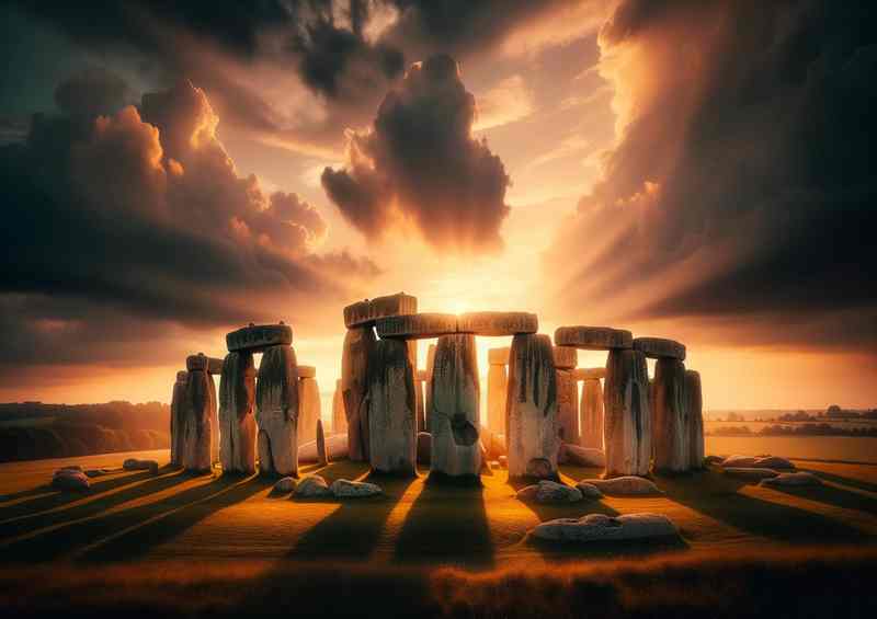Stonehenge Wiltshire Ancient Mystery Sunset Glow | Metal Poster
