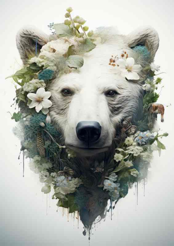 Twilight Tandems Artful white bear | Metal Poster