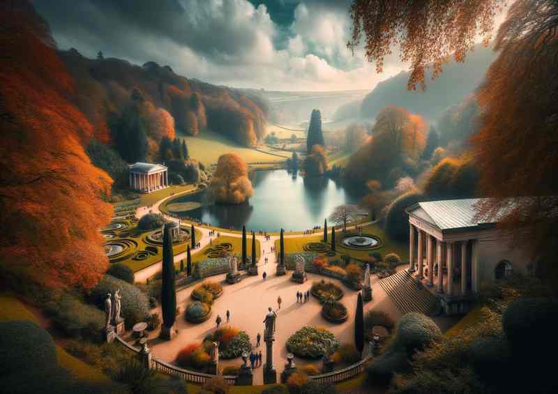 Stourhead in Wiltshire The gardens large lake | Metal Poster