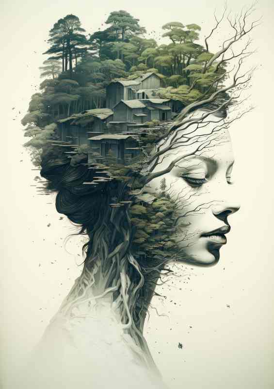 Twin Visions Enigmatic Double Exposure Forestscapes | Metal Poster